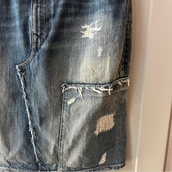 Polo Ralph Laure Denim Patchwork Reworked Skirt Pencil Jean 10 Streetwear - Picture 3 of 10